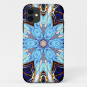 Psychedelic Kaleidoscope Flower Blue en Oranje Case-Mate iPhone Case (Achterkant)