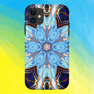 Psychedelic Kaleidoscope Flower Blue en Oranje Case-Mate iPhone Case