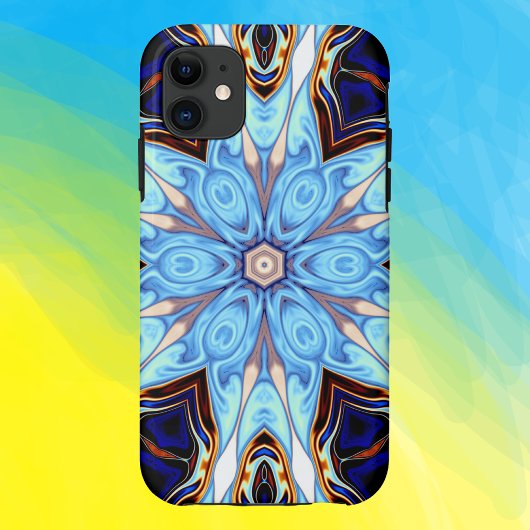 Psychedelic Kaleidoscope Flower Blue en Oranje Case-Mate iPhone Case
