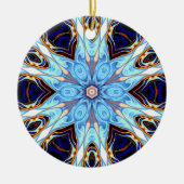 Psychedelic Kaleidoscope Flower Blue en Oranje Keramisch Ornament (Voorkant)