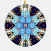 Psychedelic Kaleidoscope Flower Blue en Oranje Keramisch Ornament (Achterkant)
