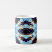 Psychedelic Kaleidoscope Flower Blue en Oranje Koffiemok (Center)