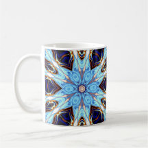 Psychedelic Kaleidoscope Flower Blue en Oranje