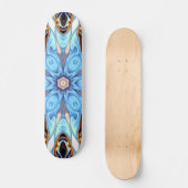 Psychedelic Kaleidoscope Flower Blue en Oranje Persoonlijk Skateboard (Voorkant)