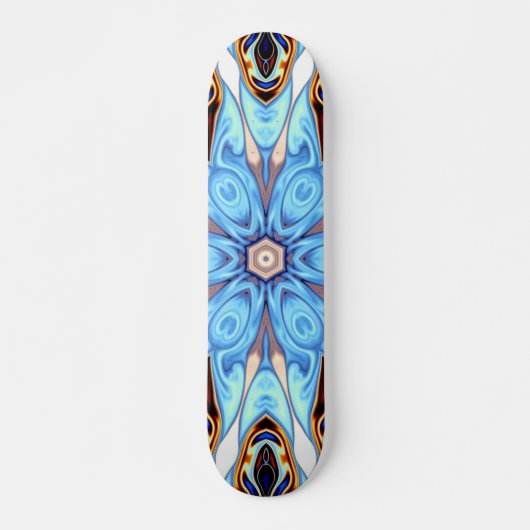 Psychedelic Kaleidoscope Flower Blue en Oranje Persoonlijk Skateboard (Voorkant)