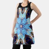 Psychedelic Kaleidoscope Flower Blue en Oranje Schort (Insitu)