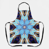 Psychedelic Kaleidoscope Flower Blue en Oranje Schort (Voorkant)