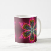 Psychedelic Kaleidoscope Flower Green and Pink Koffiemok (Voorkant rechts)