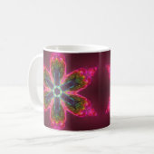 Psychedelic Kaleidoscope Flower Green and Pink Koffiemok (Voorkant links)