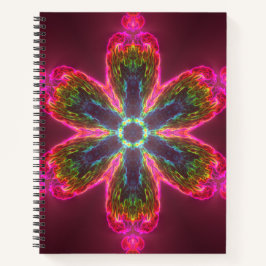 Psychedelic Kaleidoscope Flower Green and Pink Notitieboek