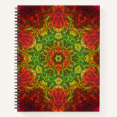 Psychedelic Kaleidoscope Flower Green and Red Notitieboek (Voorkant)