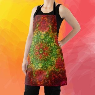 Psychedelic Kaleidoscope Flower Green and Red Schort
