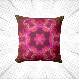 Psychedelic Kaleidoscope Flower Pink Red en Green Kussen