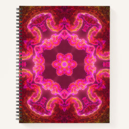 Psychedelic Kaleidoscope Flower Pink Red en Green Notitieboek