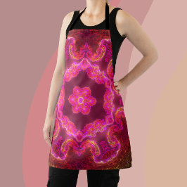 Psychedelic Kaleidoscope Flower Pink Red en Green Schort