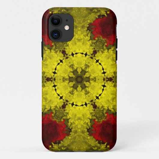 Psychedelic Kaleidoscope Flower Red en Yellow Case-Mate iPhone Case (Achterkant)
