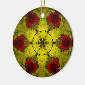 Psychedelic Kaleidoscope Flower Red en Yellow Keramisch Ornament (Links)