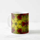Psychedelic Kaleidoscope Flower Red en Yellow Koffiemok (Voorkant links)