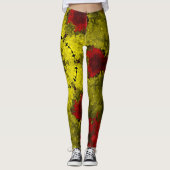 Psychedelic Kaleidoscope Flower Red en Yellow Leggings (Voorkant)