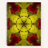 Psychedelic Kaleidoscope Flower Red en Yellow Notitieboek (Voorkant)