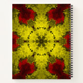 Psychedelic Kaleidoscope Flower Red en Yellow Notitieboek (Achterkant)