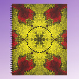 Psychedelic Kaleidoscope Flower Red en Yellow Notitieboek