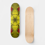 Psychedelic Kaleidoscope Flower Red en Yellow Persoonlijk Skateboard (Voorkant)