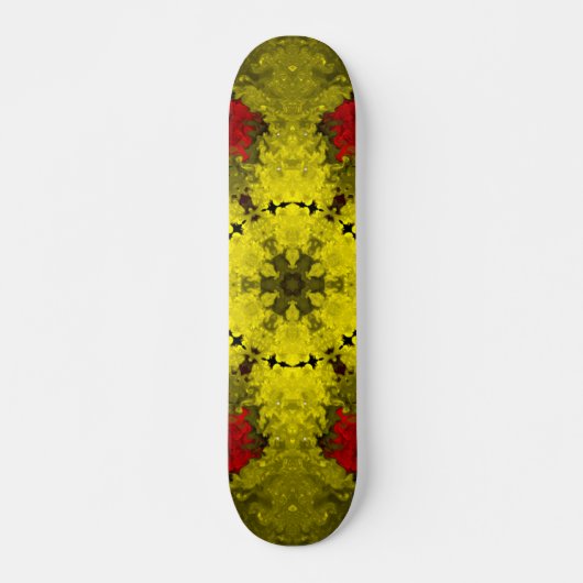 Psychedelic Kaleidoscope Flower Red en Yellow Persoonlijk Skateboard (Voorkant)