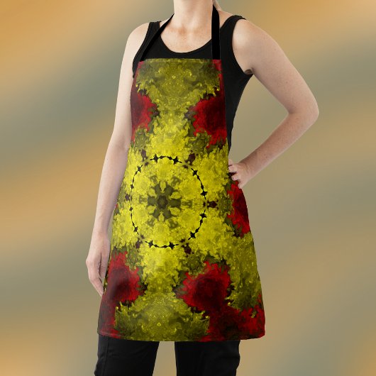 Psychedelic Kaleidoscope Flower Red en Yellow Schort