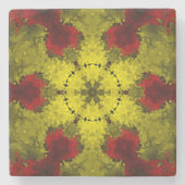 Psychedelic Kaleidoscope Flower Red en Yellow Stenen Onderzetter (Voorkant)