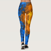 Psychedelic Kaleidoscope Flower Yellow and Blue Leggings (Achterkant)