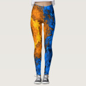 Psychedelic Kaleidoscope Flower Yellow and Blue Leggings (Voorkant)