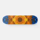 Psychedelic Kaleidoscope Flower Yellow and Blue Persoonlijk Skateboard (Horizontaal)