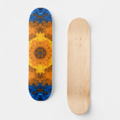 Psychedelic Kaleidoscope Flower Yellow and Blue Persoonlijk Skateboard (Voorkant)