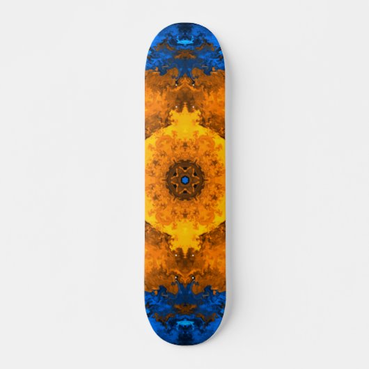 Psychedelic Kaleidoscope Flower Yellow and Blue Persoonlijk Skateboard (Voorkant)