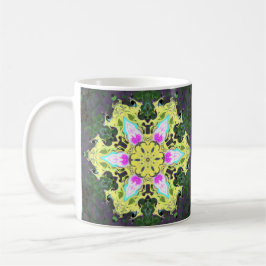 Psychedelic Kaleidoscope Flower Yellow and Pink Koffiemok