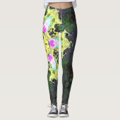 Psychedelic Kaleidoscope Flower Yellow and Pink Leggings (Voorkant)