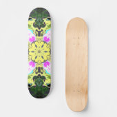 Psychedelic Kaleidoscope Flower Yellow and Pink Persoonlijk Skateboard (Voorkant)