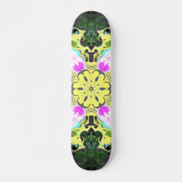 Psychedelic Kaleidoscope Flower Yellow and Pink Persoonlijk Skateboard