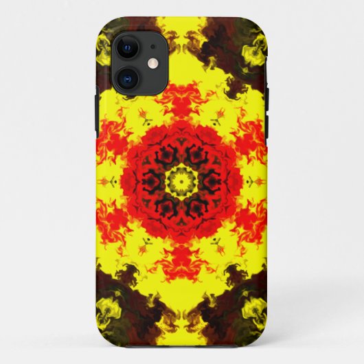 Psychedelic Kaleidoscope Flower Yellow and Red Case-Mate iPhone Case (Achterkant)
