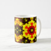 Psychedelic Kaleidoscope Flower Yellow and Red Koffiemok (Voorkant rechts)