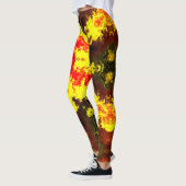 Psychedelic Kaleidoscope Flower Yellow and Red Leggings (Links)
