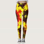 Psychedelic Kaleidoscope Flower Yellow and Red Leggings (Voorkant)