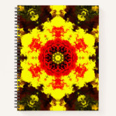 Psychedelic Kaleidoscope Flower Yellow and Red Notitieboek (Voorkant)