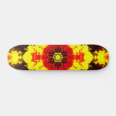 Psychedelic Kaleidoscope Flower Yellow and Red Persoonlijk Skateboard (Horizontaal)