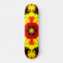 Psychedelic Kaleidoscope Flower Yellow and Red Persoonlijk Skateboard