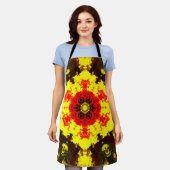 Psychedelic Kaleidoscope Flower Yellow and Red Schort (Gedragen)