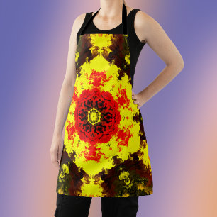 Psychedelic Kaleidoscope Flower Yellow and Red Schort