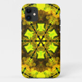 Psychedelic Kaleidoscope Flower Yellow en Green Case-Mate iPhone Case (Achterkant)