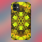Psychedelic Kaleidoscope Flower Yellow en Green Case-Mate iPhone Case